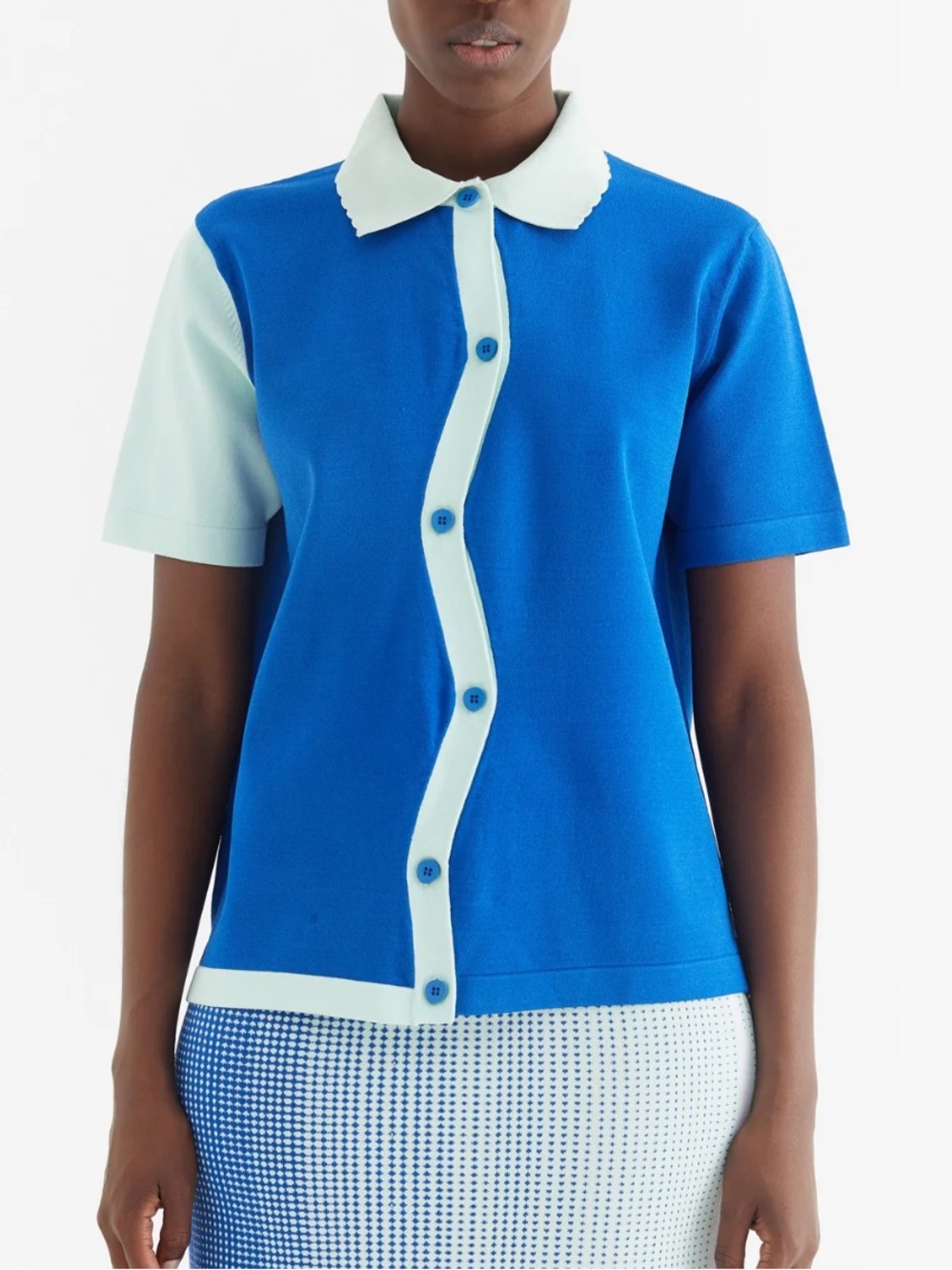 PH5 Aten Wavy Polo Shirt in Blue + Mint